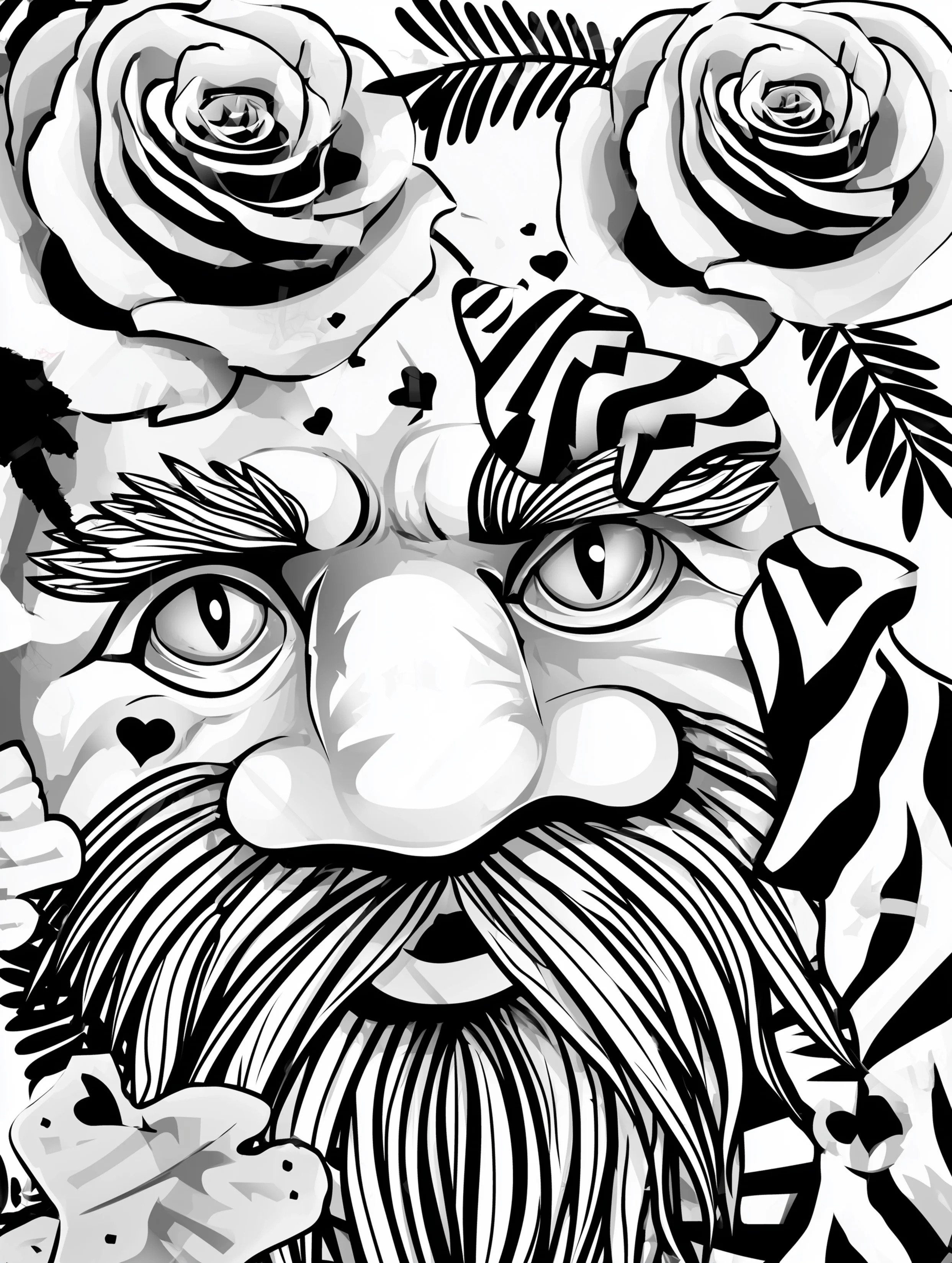 Free printable gnome coloring page for adults featuring a close up gnome face